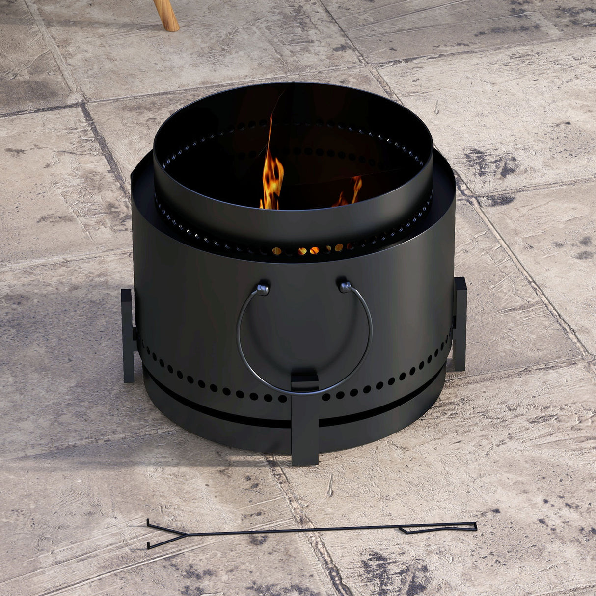 Metal 37cm Portable Wood Burning Smokeless Fire Pit With Ash Catcher - Velmora