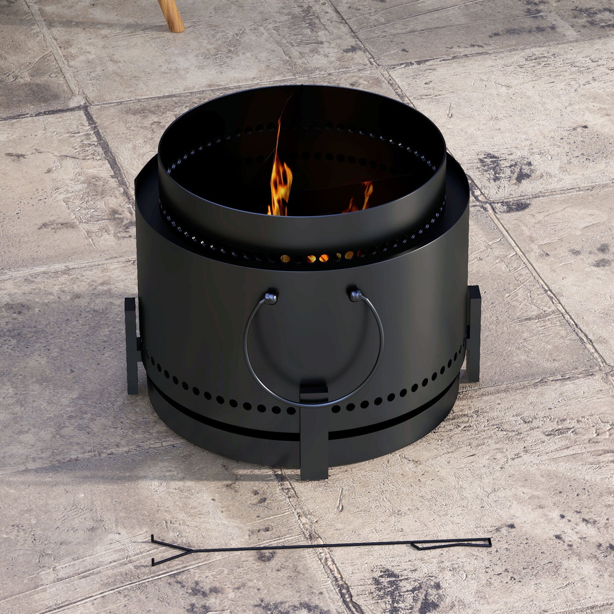Metal 37cm Portable Wood Burning Smokeless Fire Pit With Ash Catcher - Velmora