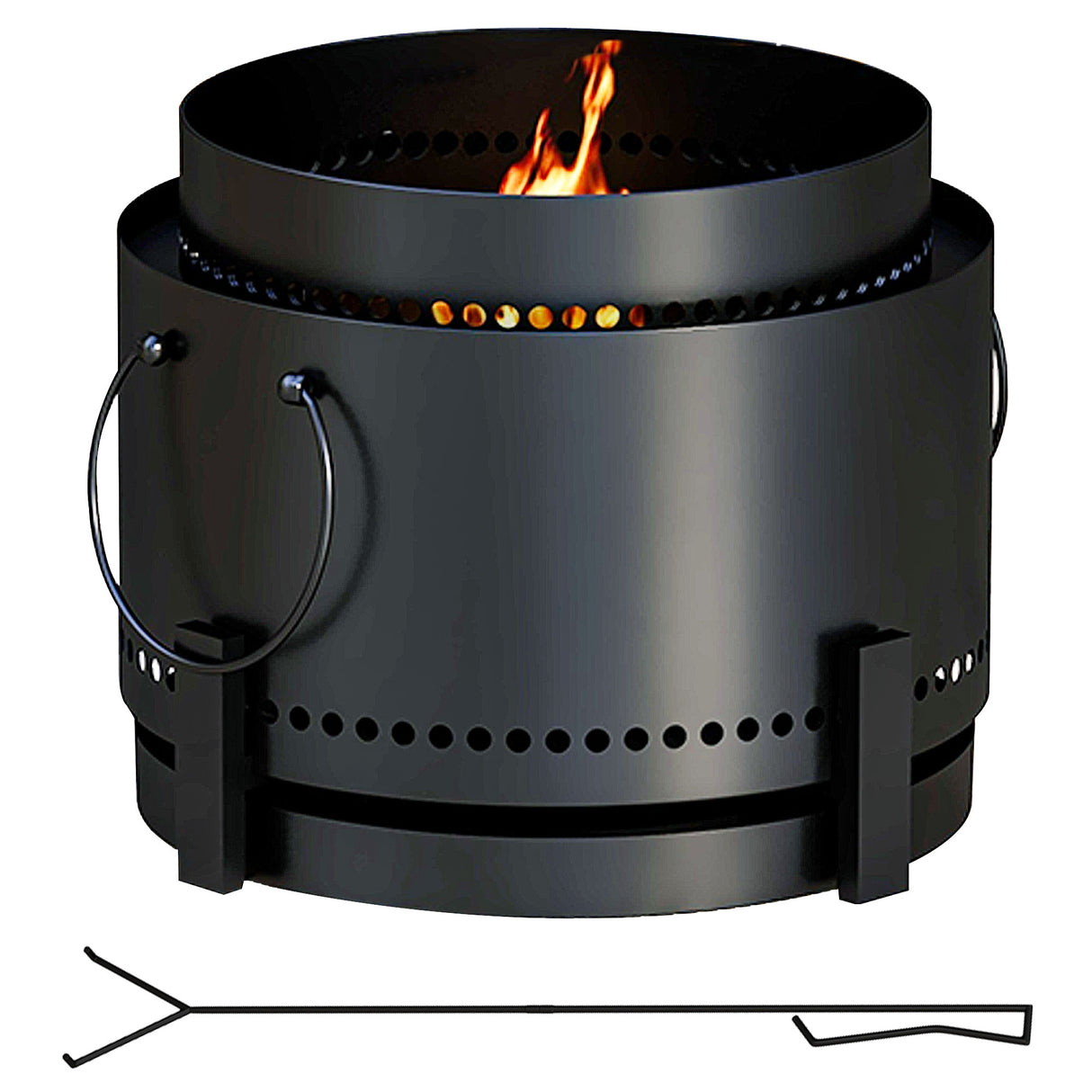 Metal 37cm Portable Wood Burning Smokeless Fire Pit With Ash Catcher - Velmora