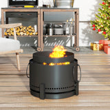 Metal 37cm Portable Wood Burning Smokeless Fire Pit With Ash Catcher - Velmora