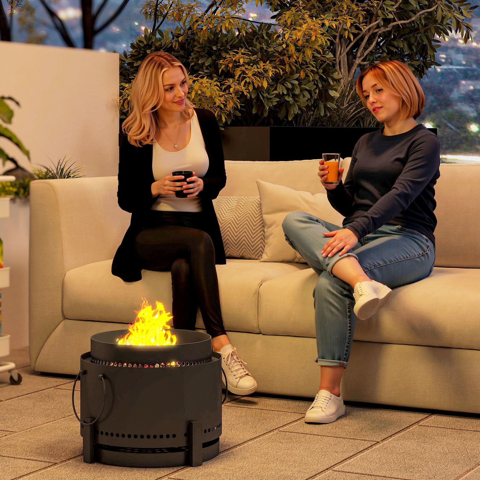 Metal 37cm Portable Wood Burning Smokeless Fire Pit With Ash Catcher - Velmora