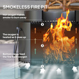 Metal 37cm Portable Wood Burning Smokeless Fire Pit With Ash Catcher - Velmora