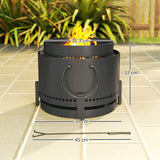 Metal 37cm Portable Wood Burning Smokeless Fire Pit With Ash Catcher - Velmora