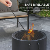 Metal 38cm Portable Wood Burning Smokeless Fire Pit With Spark Screen And Poker - Velmora