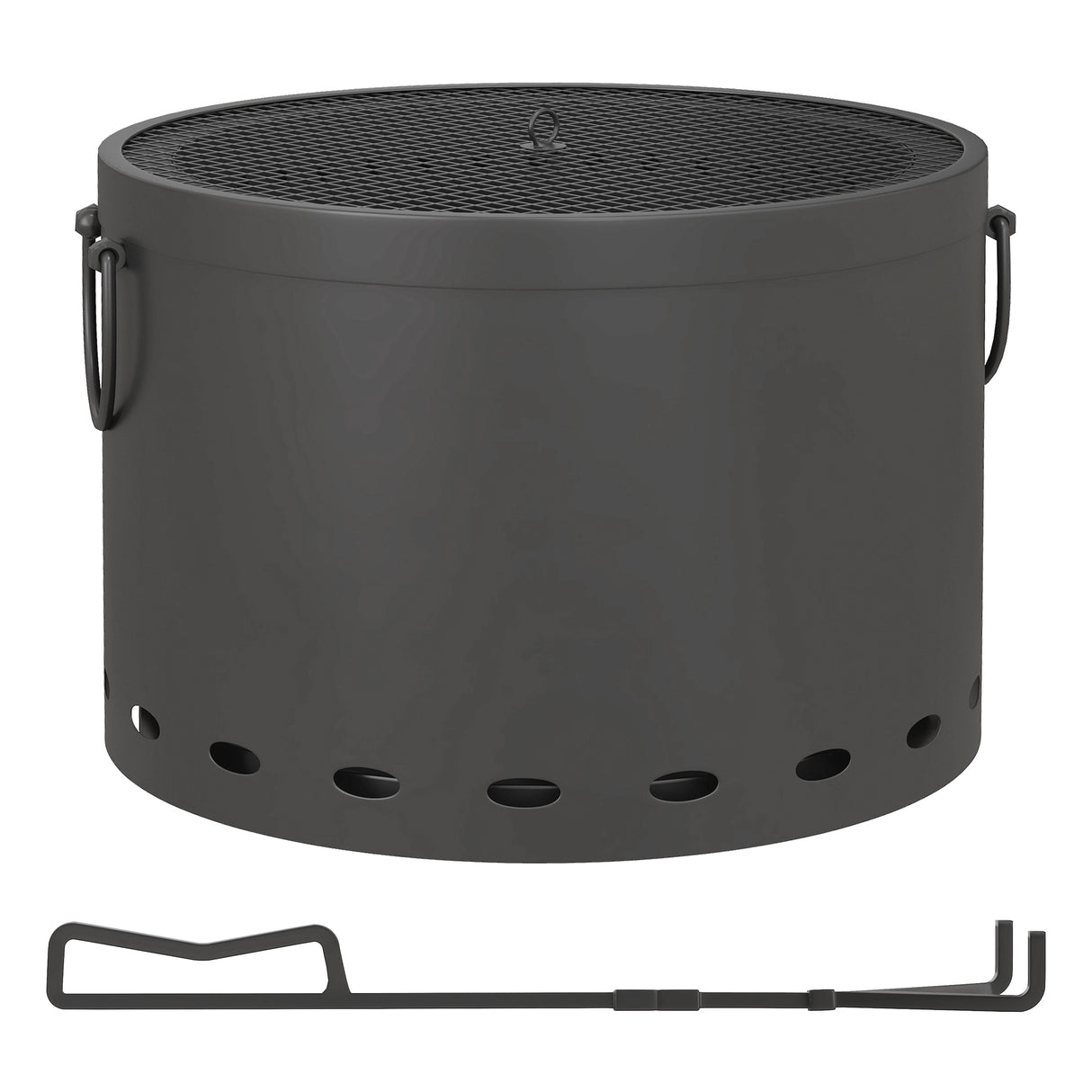 Metal 38cm Portable Wood Burning Smokeless Fire Pit With Spark Screen And Poker - Velmora