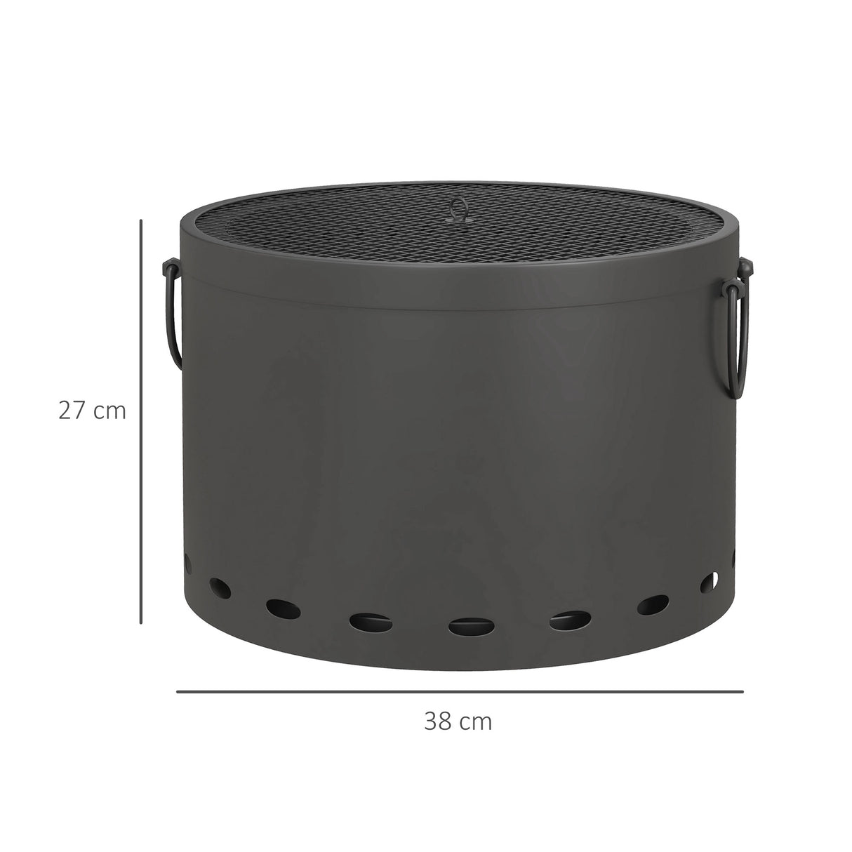 Metal 38cm Portable Wood Burning Smokeless Fire Pit With Spark Screen And Poker - Velmora