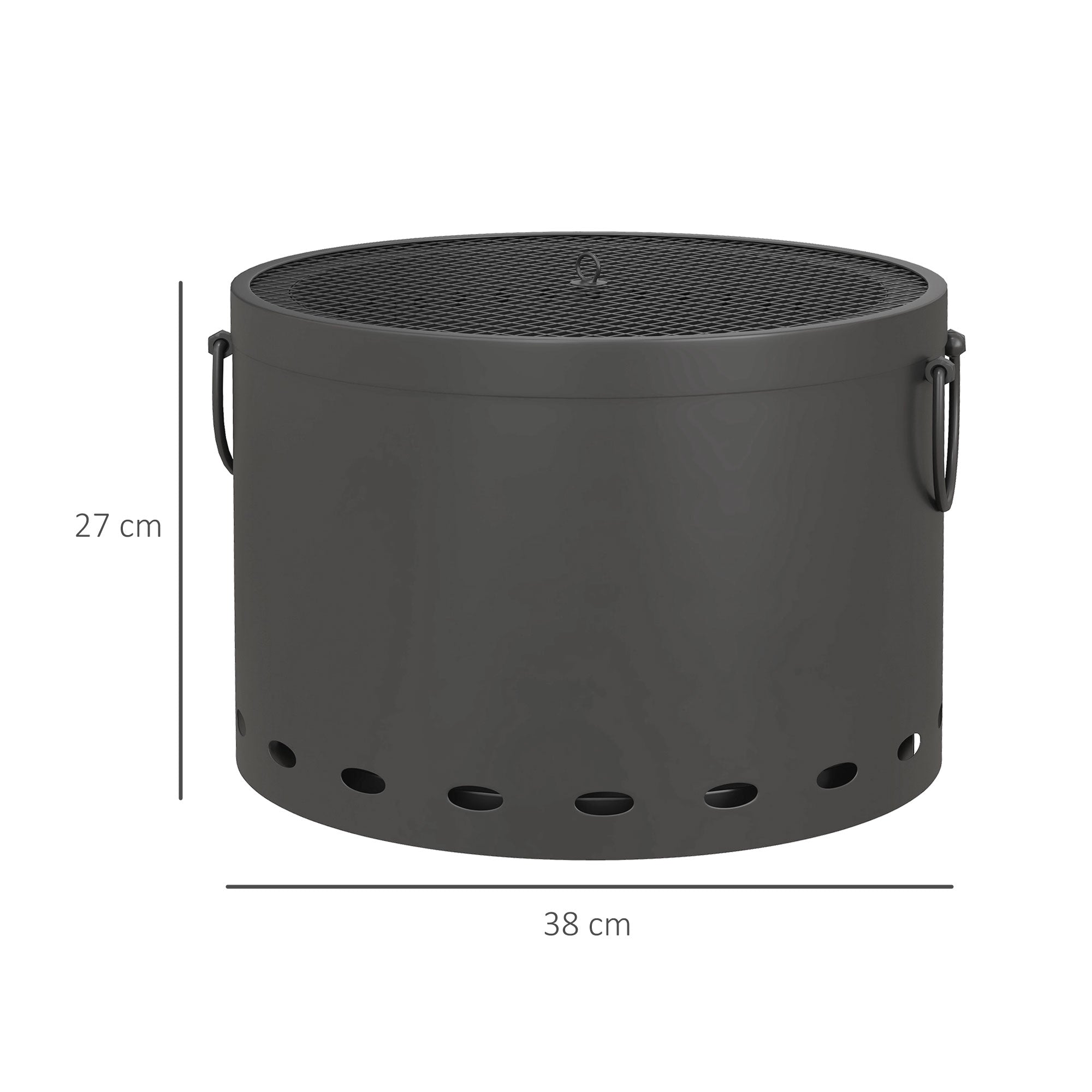 Metal 38cm Portable Wood Burning Smokeless Fire Pit With Spark Screen And Poker - Velmora