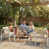 Metal 4 Pieces Conversation Garden Sofa Set With 2 Armchairs and Table - Velmora