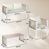 Metal 4 Pieces Conversation Garden Sofa Set With 2 Armchairs and Table - Velmora