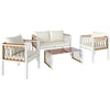 Metal 4 Pieces Conversation Garden Sofa Set With 2 Armchairs and Table - Velmora