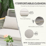 Metal 4 Pieces Garden Sofa Set With Rectangular Coffee Table - Velmora