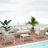 Metal 4 Pieces Garden Sofa Set With Rectangular Coffee Table - Velmora