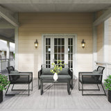 Metal 4 Pieces Garden Sofa Set With Rectangular Coffee Table - Velmora