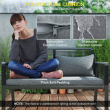 Metal 4 Pieces Garden Sofa Set With Rectangular Coffee Table - Velmora