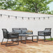 Metal 4 Pieces Garden Sofa Set With Rectangular Coffee Table - Velmora