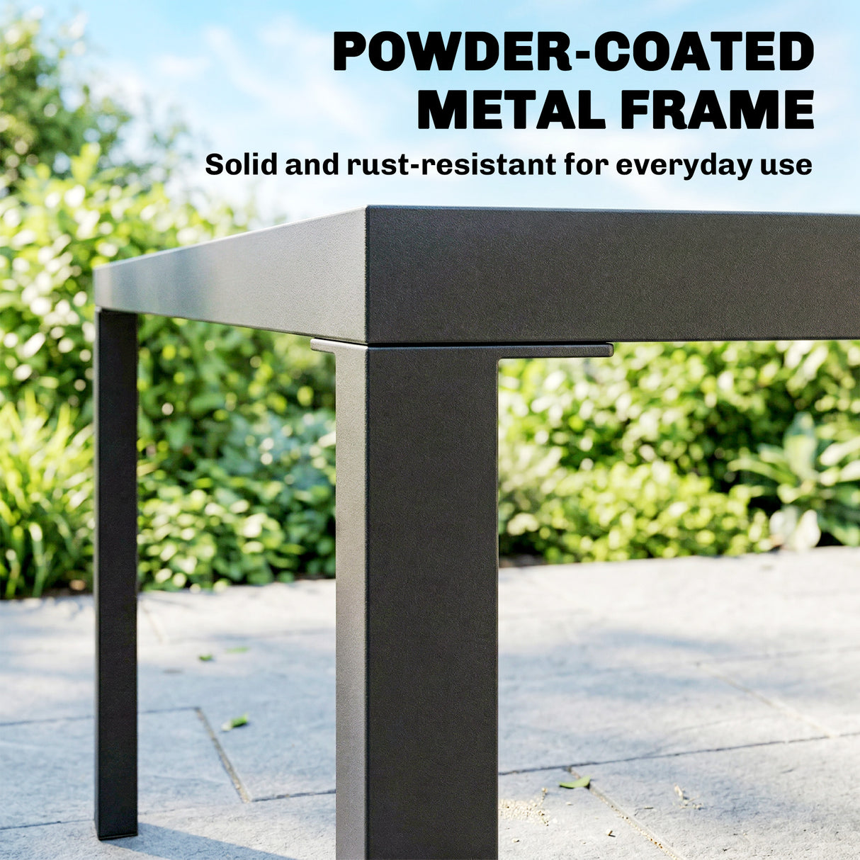 Metal 4 Seater Garden Dining Set With Square HDPE Table - Velmora