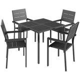Metal 4 Seater Garden Dining Set With Square HDPE Table - Velmora