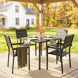 Metal 4 Seater Garden Dining Set With Square HDPE Table - Velmora