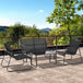 Metal 4 Seater Minimalistic Garden Sofa Set With Glass Top Coffee Table - Velmora