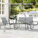 Metal 4 Seater Minimalistic Garden Sofa Set With Glass Top Coffee Table - Velmora