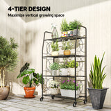 Metal 4 Tier Plant Stand 67cm Wide With- Velmora