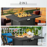 Metal 40,000 BTU Propane Gas Smokeless Square Fire Pit Table With Burner - Velmora