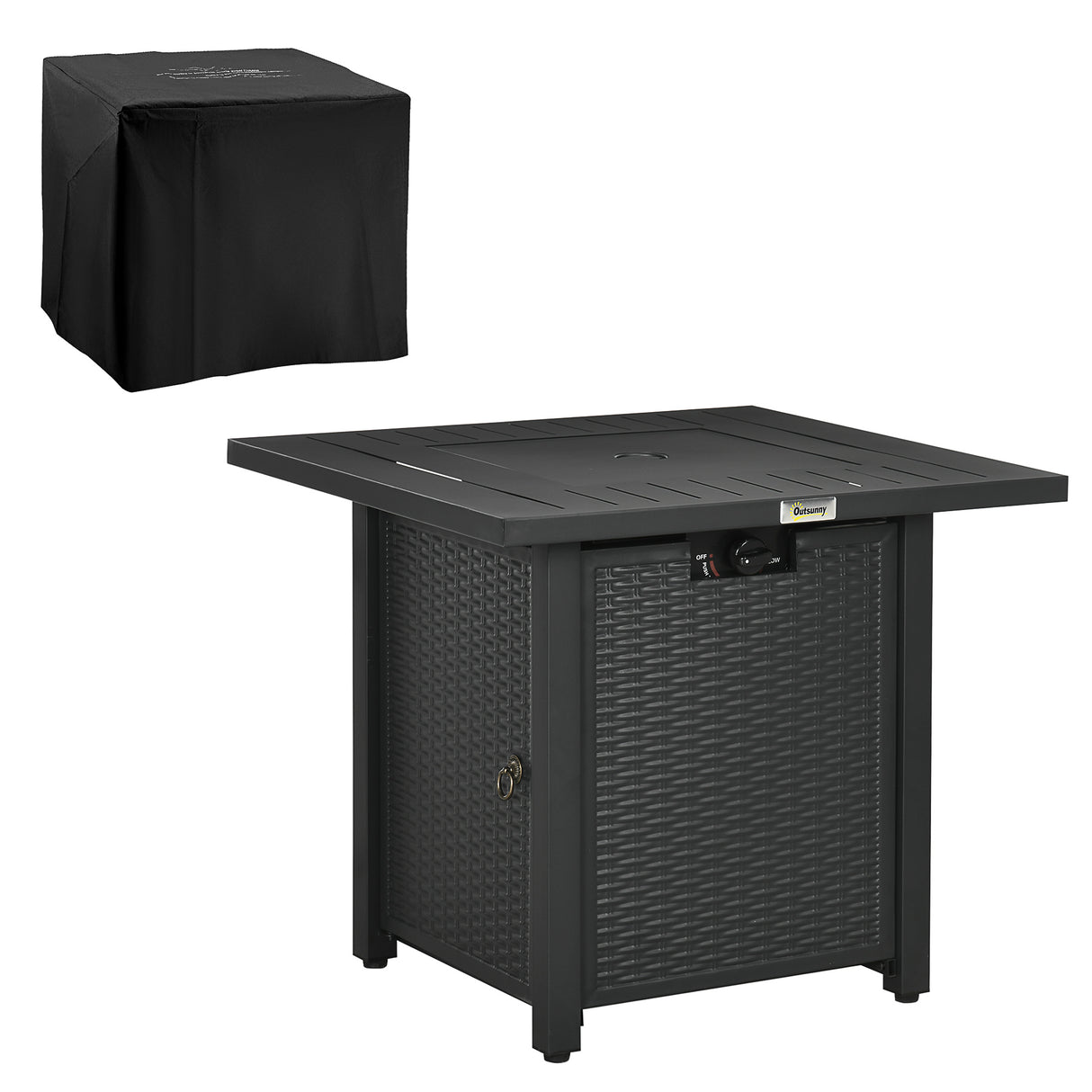 Metal 40,000 BTU Propane Gas Smokeless Square Fire Pit Table With Burner - Velmora