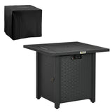 Metal 40,000 BTU Propane Gas Smokeless Square Fire Pit Table With Burner - Velmora