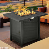 Metal 40,000 BTU Propane Gas Smokeless Square Fire Pit Table With Burner - Velmora