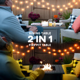 Metal 40,000 BTU Propane Gas Smokeless Square Fire Pit Table With Burner - Velmora