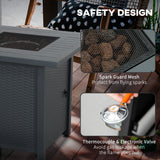 Metal 40,000 BTU Propane Gas Smokeless Square Fire Pit Table With Burner - Velmora