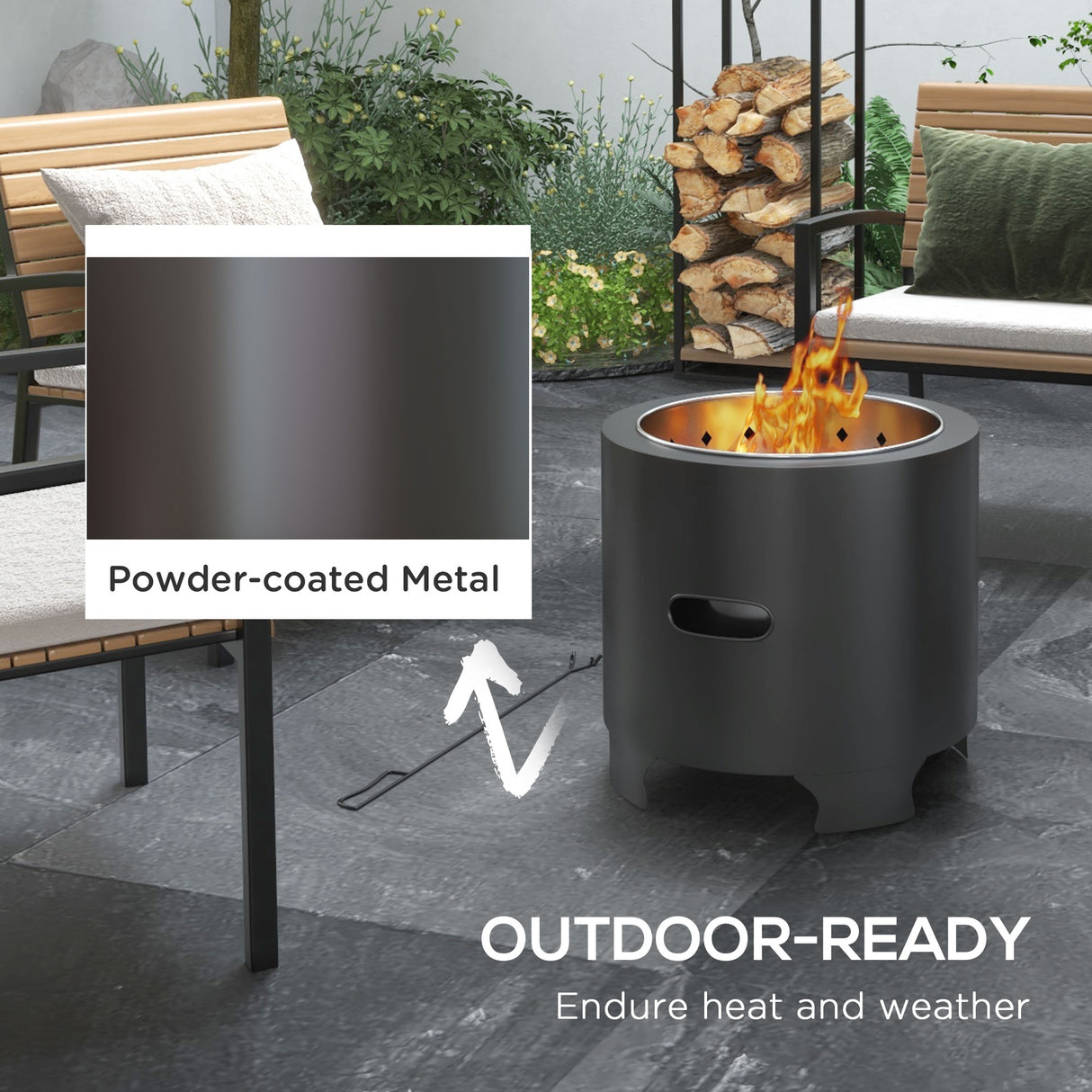 Metal Wood Burning Round Smokeless Fire Pit - Velmora