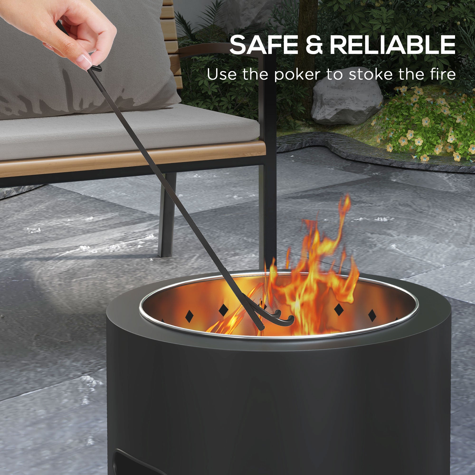 Metal Wood Burning Round Smokeless Fire Pit - Velmora