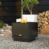 Metal 48 cm Portable Wood Burning Square Smokeless Fire Pit With Poker - Velmora
