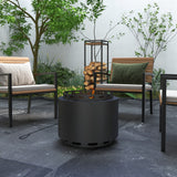 Metal 48.5cm Portable Wood Burning Smokeless Fire Pit With Poker - Velmora