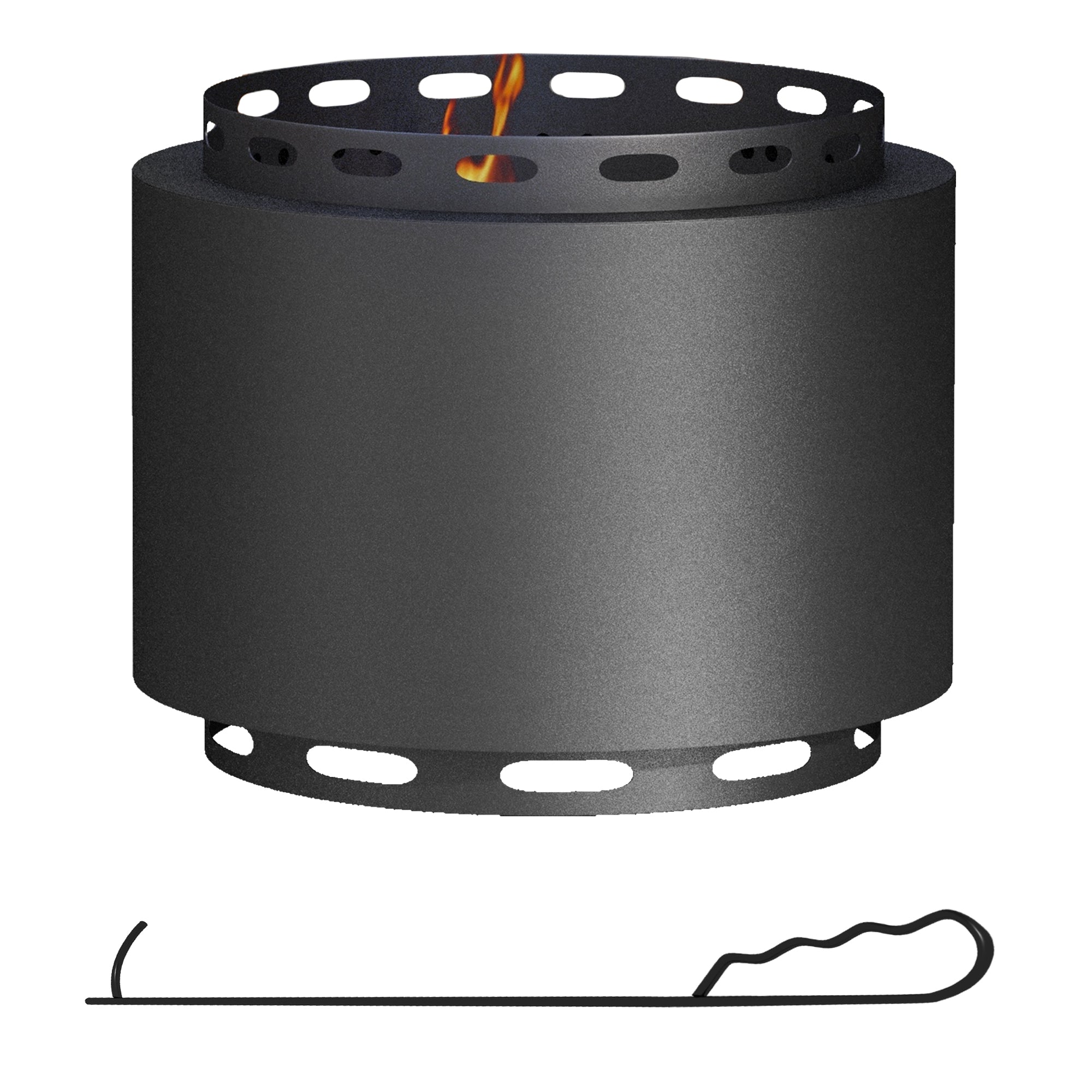 Metal 48.5cm Portable Wood Burning Smokeless Fire Pit With Poker - Velmora