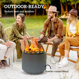 Metal 48.5cm Portable Wood Burning Smokeless Fire Pit With Poker - Velmora