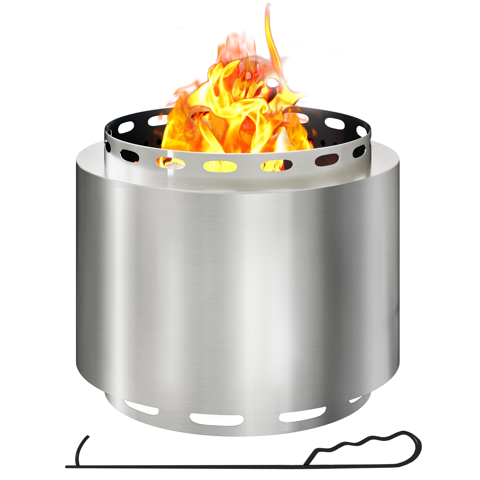 Metal 48.5cm Portable Wood Burning Smokeless Fire Pit With Poker - Velmora