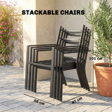 Metal 5 Pieces Square Garden Dining Set With Stackable Chairs And Cushions - Velmora
