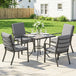 Metal 5 Pieces Square Garden Dining Set With Stackable Chairs And Cushions - Velmora