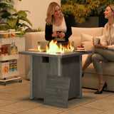 Metal 50,000 BTU Gas Fire Pit Table 71cm With Cover and Glass Screen - Velmora