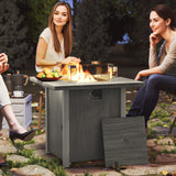 Metal 50,000 BTU Gas Fire Pit Table 71cm With Cover and Glass Screen - Velmora