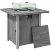 Metal 50,000 BTU Gas Fire Pit Table 71cm With Cover and Glass Screen - Velmora