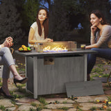 Metal 50,000 BTU Gas Fire Pit Table With Cover and Glass Screen - Velmora