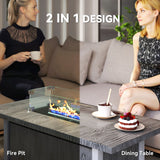 Metal 50,000 BTU Gas Fire Pit Table With Cover and Glass Screen - Velmora