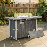 Metal 50,000 BTU Gas Fire Pit Table With Cover and Glass Screen - Velmora