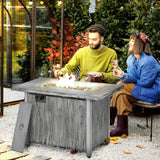 Metal 50,000 BTU Gas Fire Pit Table With Cover and Glass Screen - Velmora