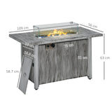 Metal 50,000 BTU Gas Fire Pit Table With Cover and Glass Screen - Velmora