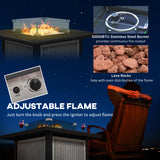 Metal 50,000 BTU Rattan Square Smokeless Fire Pit Table With Glass Screen - Velmora