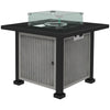 Metal 50,000 BTU Rattan Square Smokeless Fire Pit Table With Glass Screen - Velmora